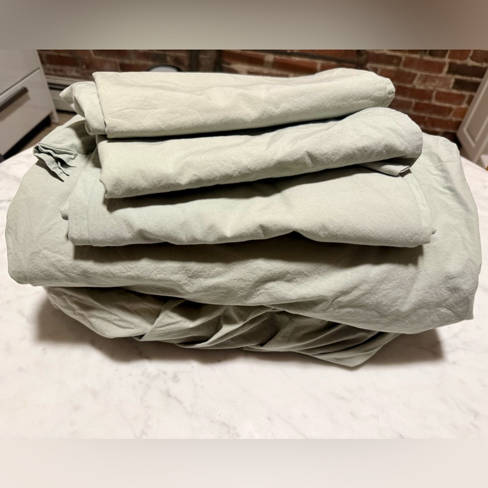 Parachute Blue-Green King Sheet Set w 3 Pillowcases